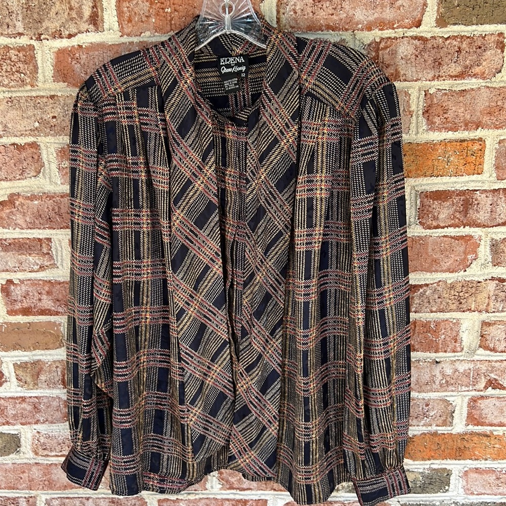 Vintage Erena by Irene Koenig blouse size 12 beautiful print